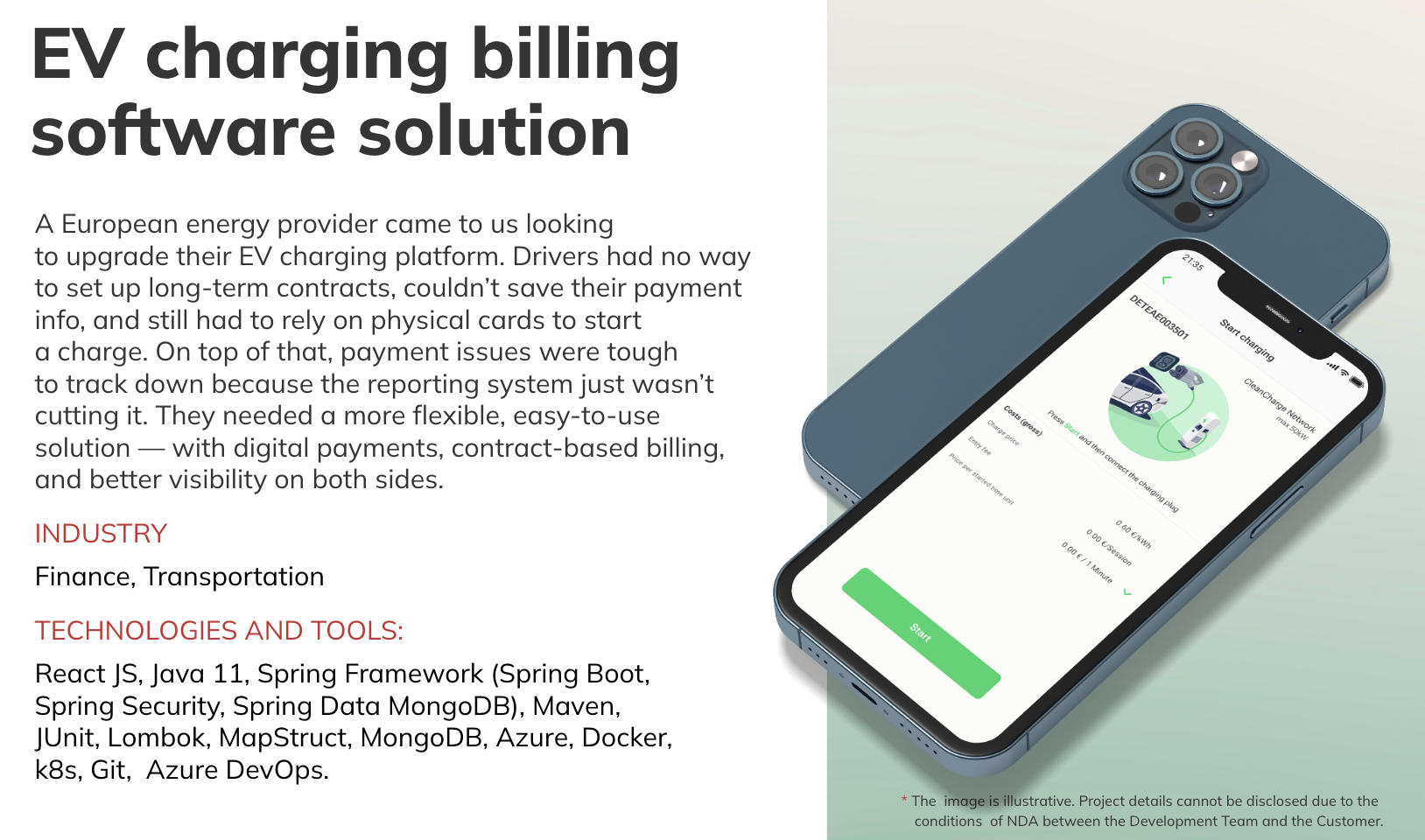 EV charging billing software solution case study image 1 for Innowise Sp. z o.o