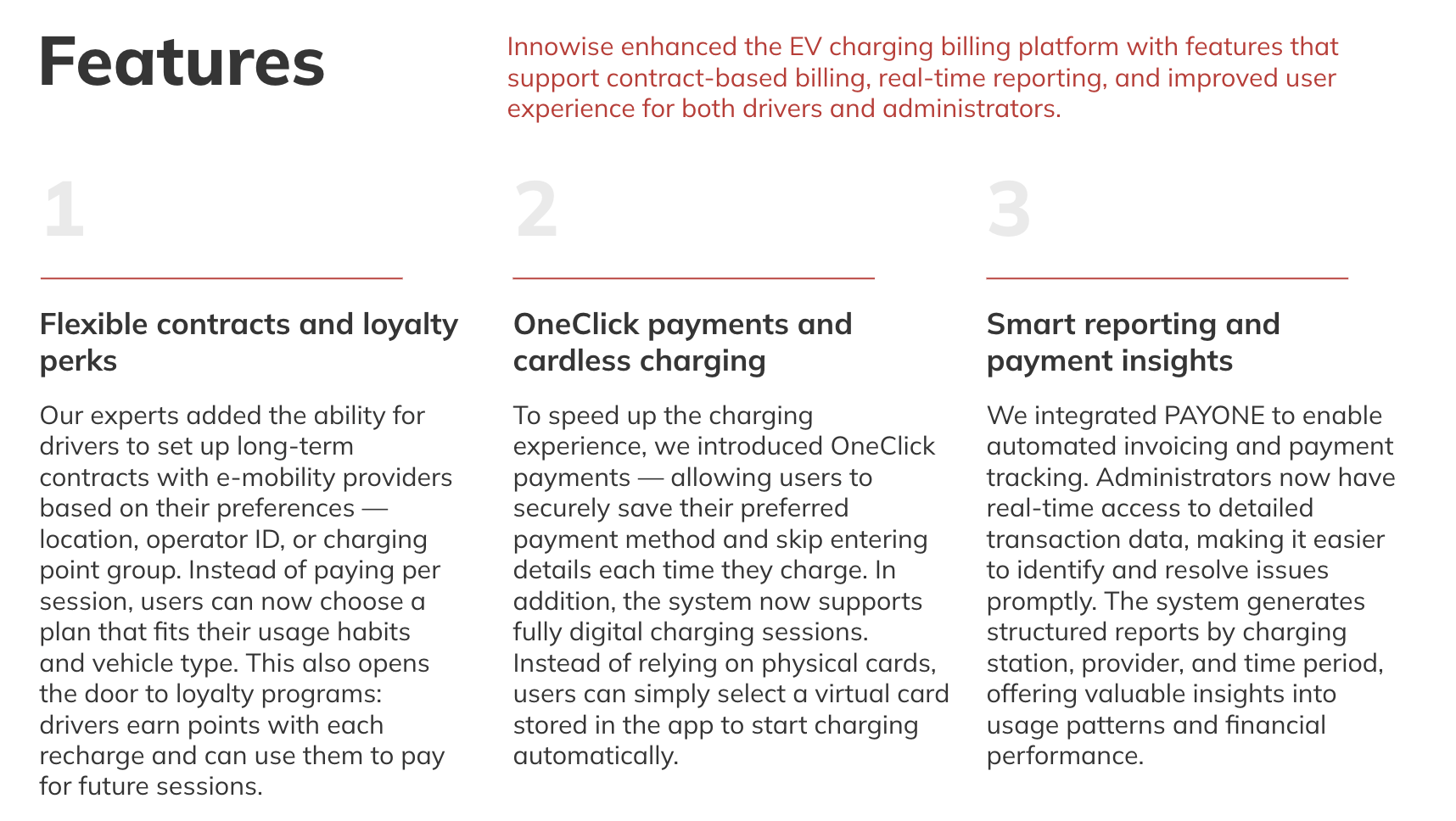EV charging billing software solution case study image 2 for Innowise Sp. z o.o
