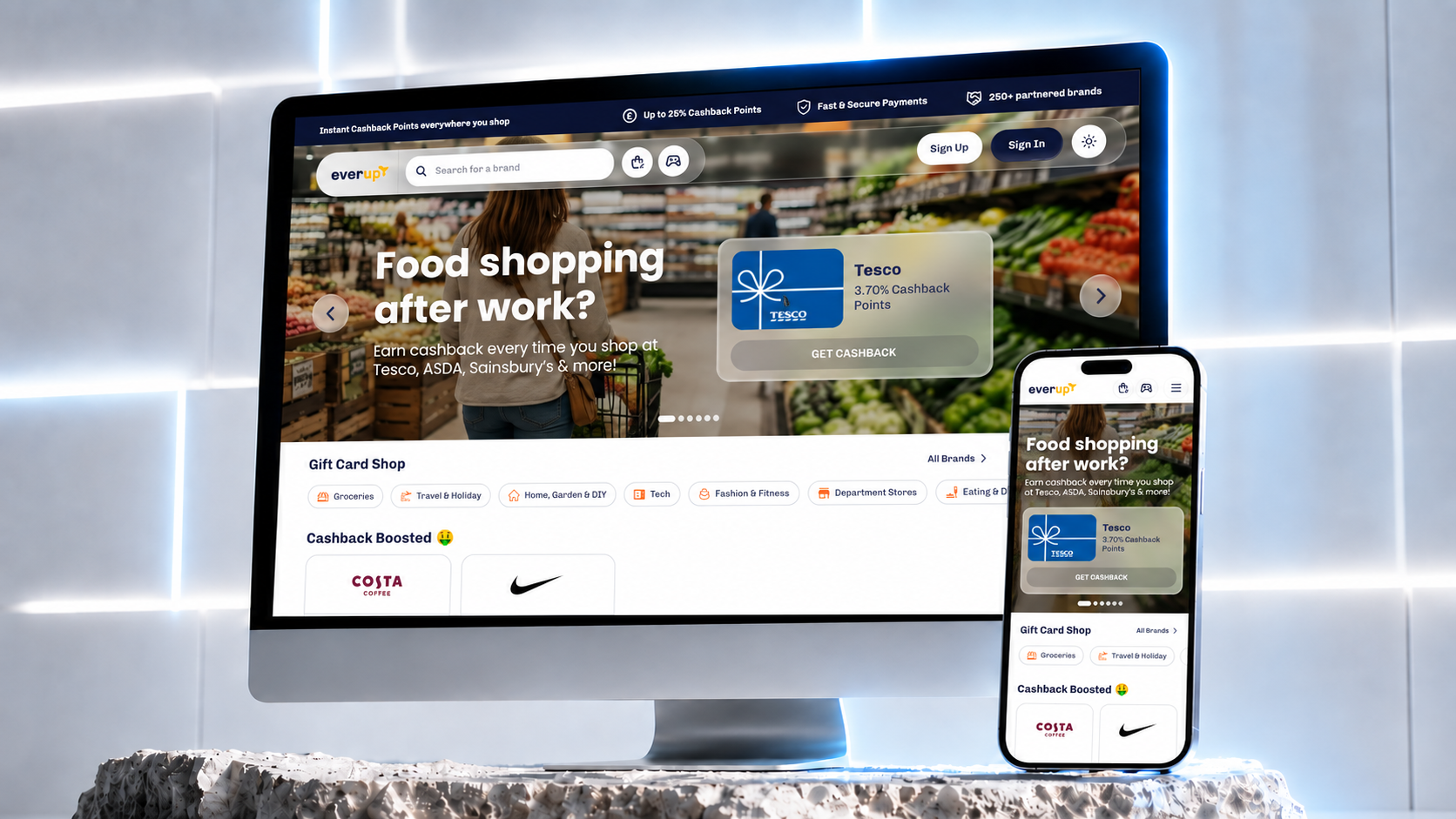 Everup - digital gift cards shop.  case study image 1 for Stellar