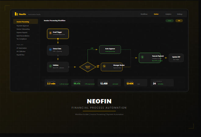 Neofin: MVP Development for No-Code Open-Source Financial Automation Platform Processing 100K+ Daily Transactions Across 3 Continents
