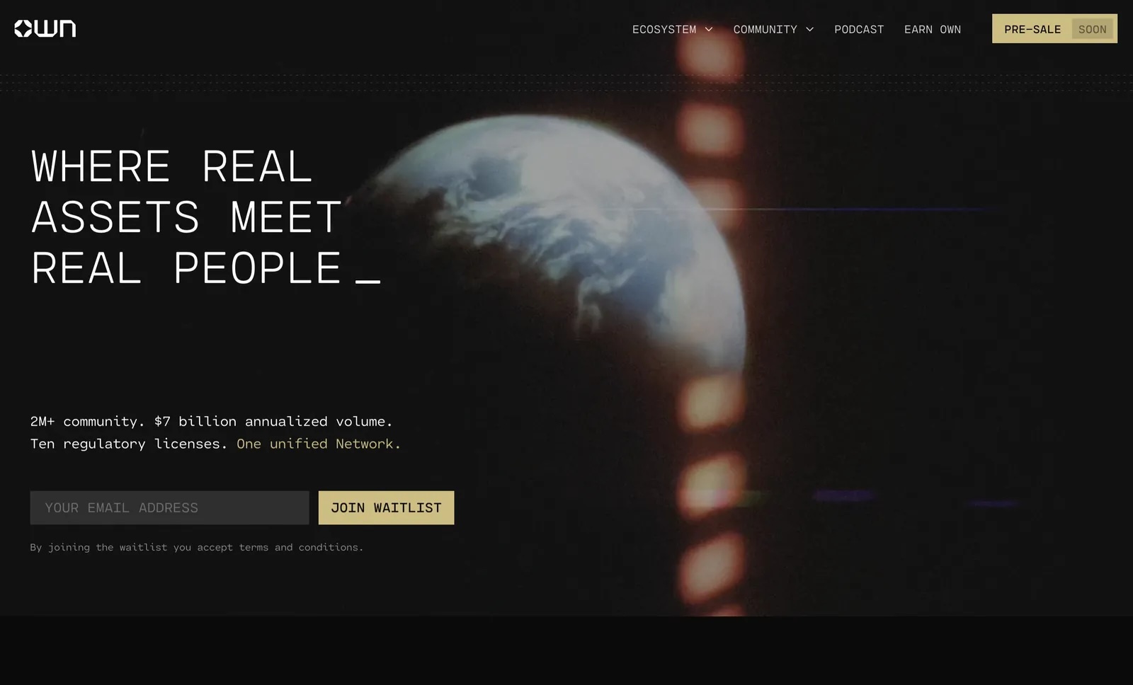 A product site for real-world assets onchain case study image 2 for Unsolicited Apps
